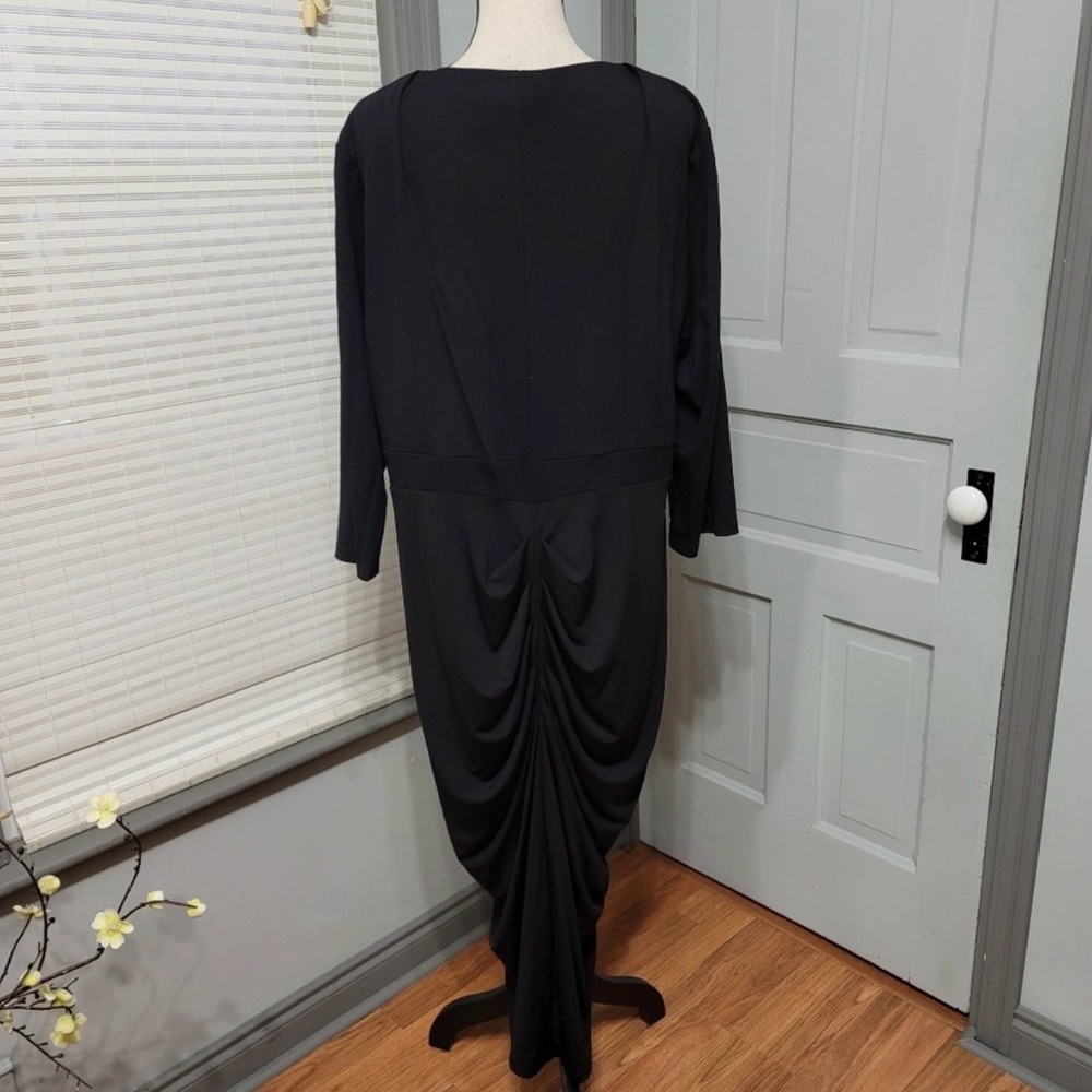CITY Chic Zip Front Drape Long Sleeve Black Dress size 20W - Picture 7 of 7